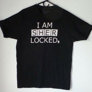Men's T-Shirt,Sherlock,Size L,Black,Short Sleeve
